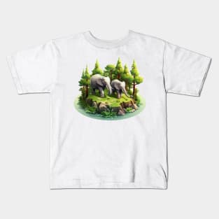 Elephants Graphic Illustration Kids T-Shirt